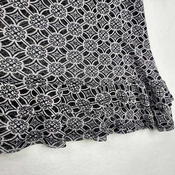 Robert Louis Medium Black White Geometric Print Tunic Top Flowy Design - Picture 6 of 10